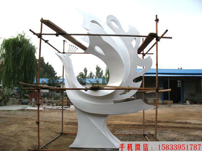 純白色鳳凰雕塑，抽象鳳凰雕塑